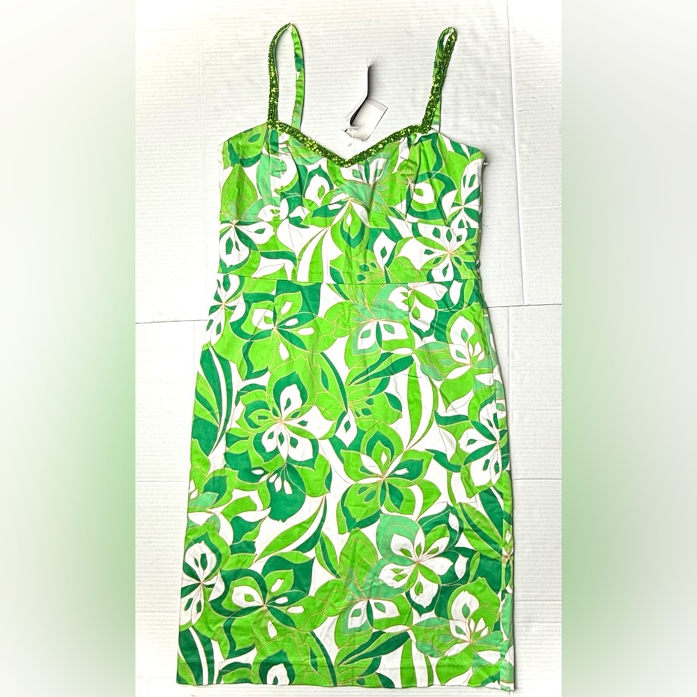 Vintage Spenser Jeremy Womens 8 Green Floral Sleeveless 90s Dress‎ Y2K Cotton
